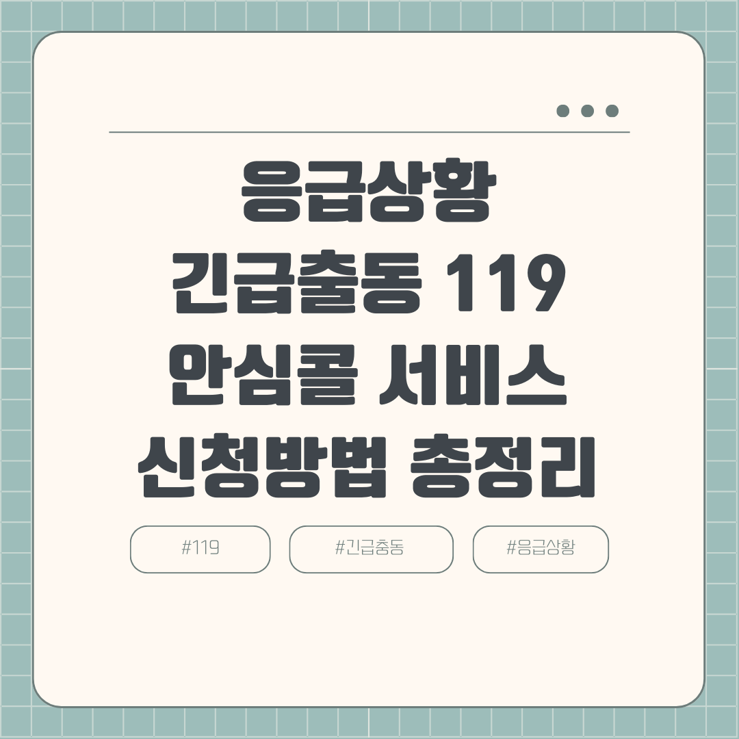 응급상황 긴급출동 119안심콜 서비스 신청방법 지원대상 총정리